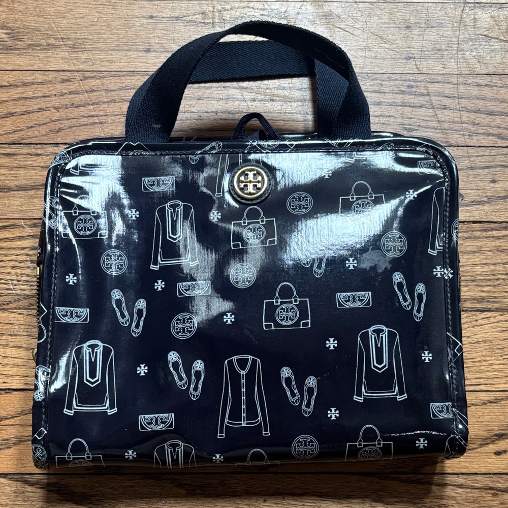 Tory Burch Travel Hanging Toiletry Bag with Logo Print